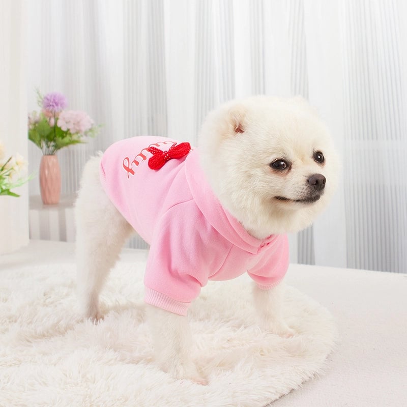 New Dog Clothes Hooded Vests Plus Velvet Warm Small Beautiful Multi-color Traction Rope Hole