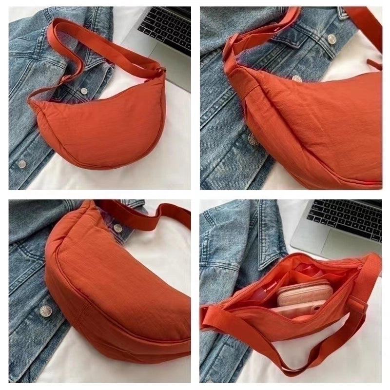 Unisex Nylon Solid Color Basic Sports Dumpling Shape Zipper Fanny Pack