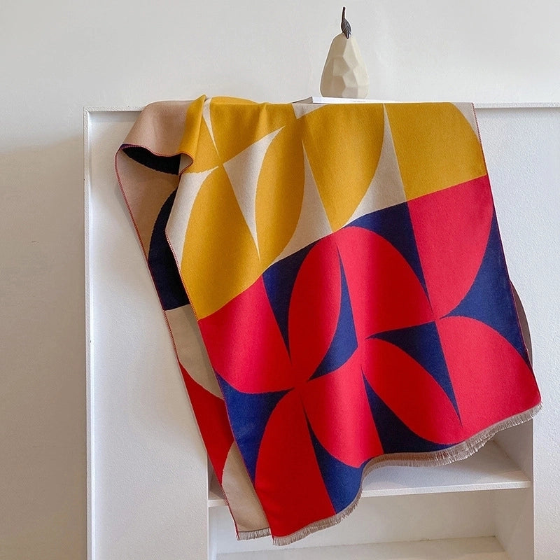 Women's Minimalist Classic Style Color Block Imitation Cashmere Printing Scarf