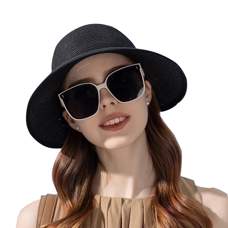 Women's Elegant Basic Solid Color Big Eaves Straw Hat