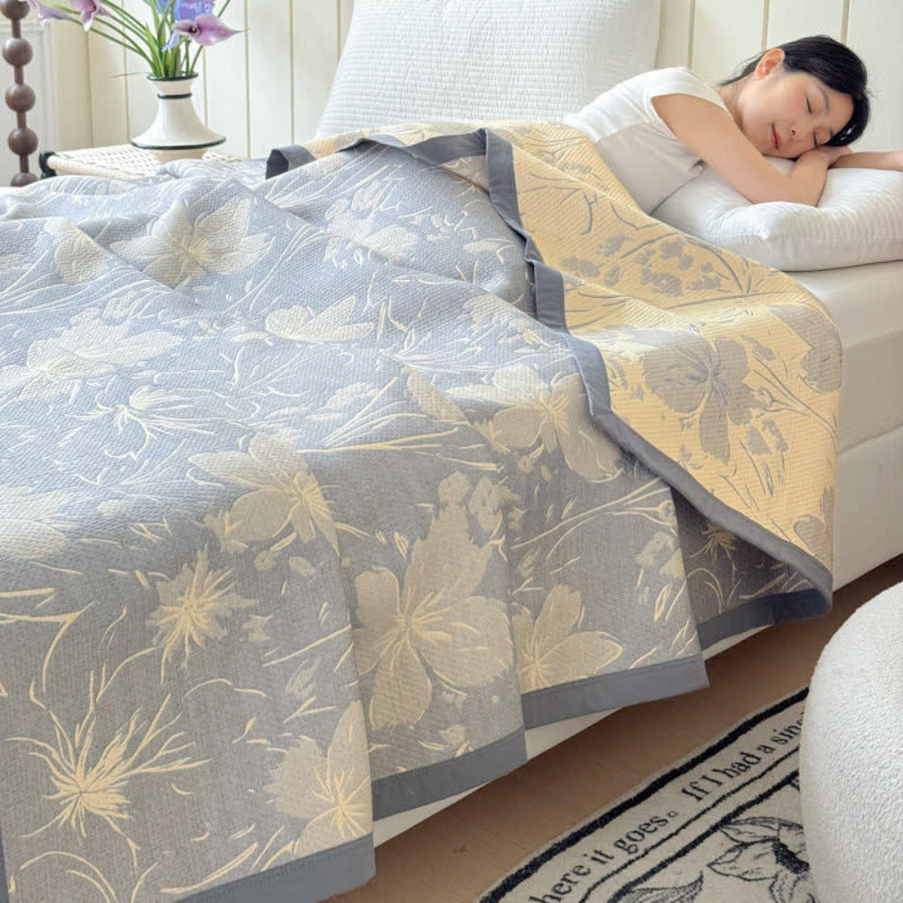 Reversible Cotton Floral Blanket