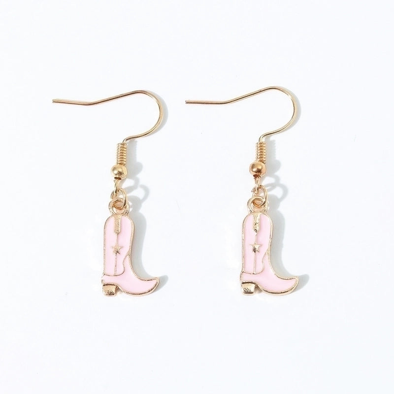 6 Pieces Fashion Style Earrings Western Cowboy Girl Oil Drop Boots Earrings High Heels   Earring