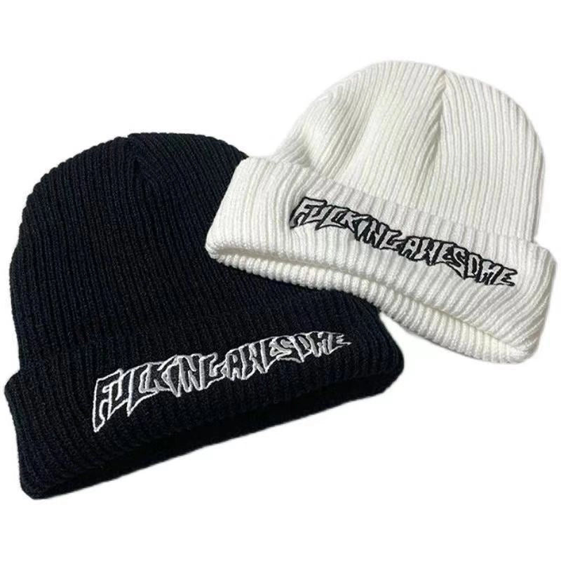 Unisex Basic Minimalist Letter Embroidery Eaveless Wool Cap