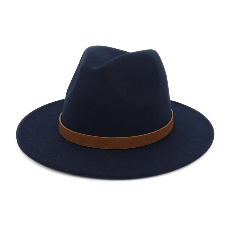 New Wool Top Hat Women's Leather Accessories Fashion Hat Outdoor Flat Brim Big Brim Jazz Hat