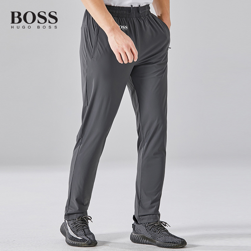 BOSS Men-s sports plus size breathable quick-drying casual straight elastic trousers