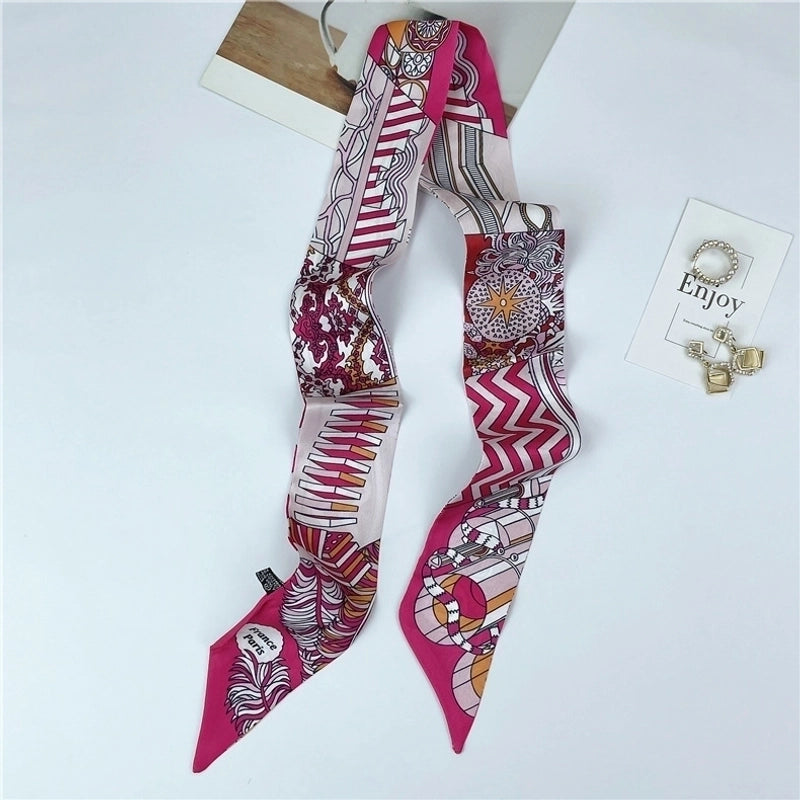Women's Ethnic Style Letter Plant Imitated Silk Printing Silk Scarf