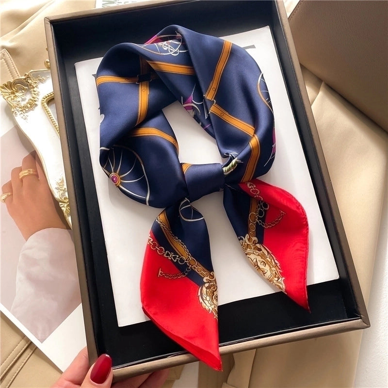 Women's Elegant Minimalist Color Block Polyester Printing Silk Scarf