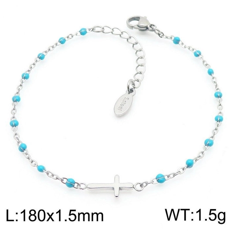 Minimalist Classic Style Cross Titanium Steel 18K Gold Plated Bracelets In Bulk