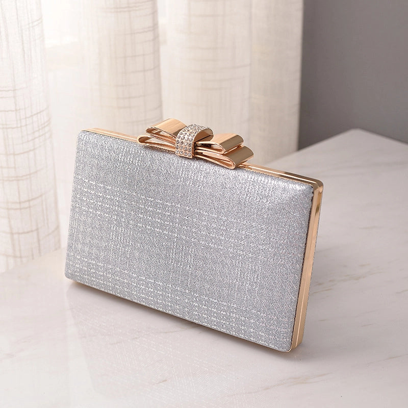 Women's Pu Leather Solid Color Bow Knot Elegant Classic Style Square Lock Clasp Clutch Bag Crossbody Bag Evening Bag