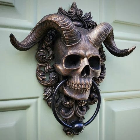 ☠️😈Baphomet Horned God Skull Hanging Door Knocker-Free Shipping