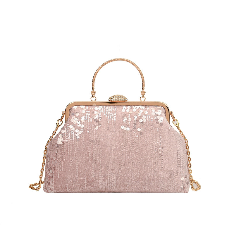 Grey White Pink Cloth Solid Color Shell Evening Bags