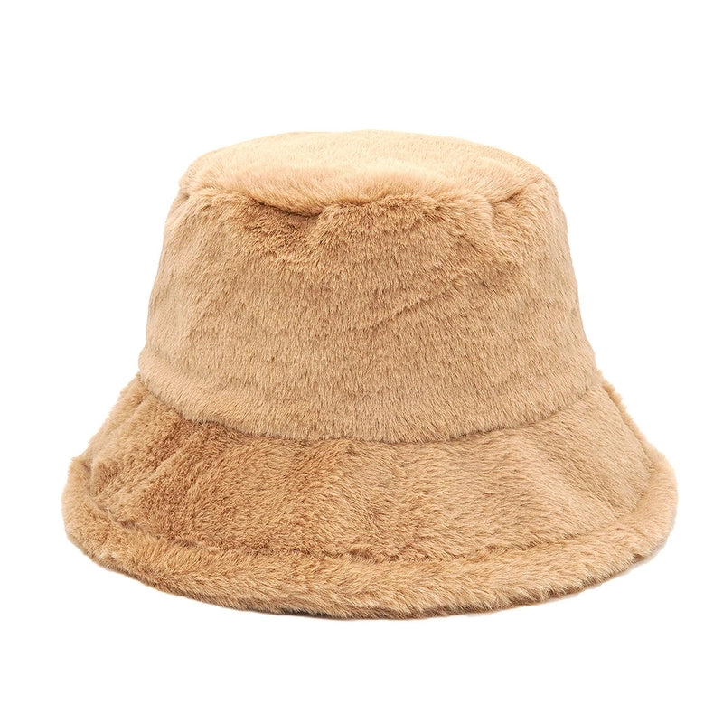 Autumn And Winter Hat Women's New Rabbit Velvet Fisherman Hat Solid Color Candy Color Warm Thick Plush Basin Hat Japanese Fashion