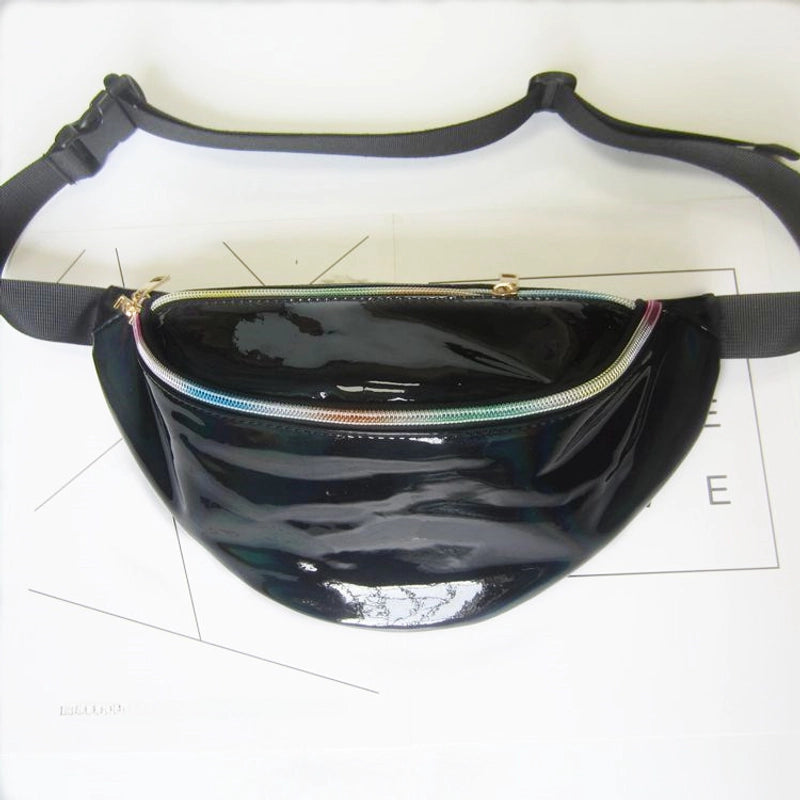 Ladies Waist Bag Running Outdoor Sports PU Colorful Laser New Shoulder Slung Chest Bag Men