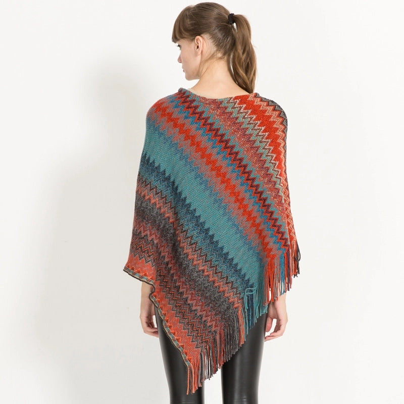 Women's Streetwear Stripe Imitation Cashmere Tassel Shawl