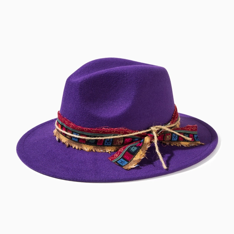 Unisex Casual Elegant Solid Color Flat Eaves Fedora Hat