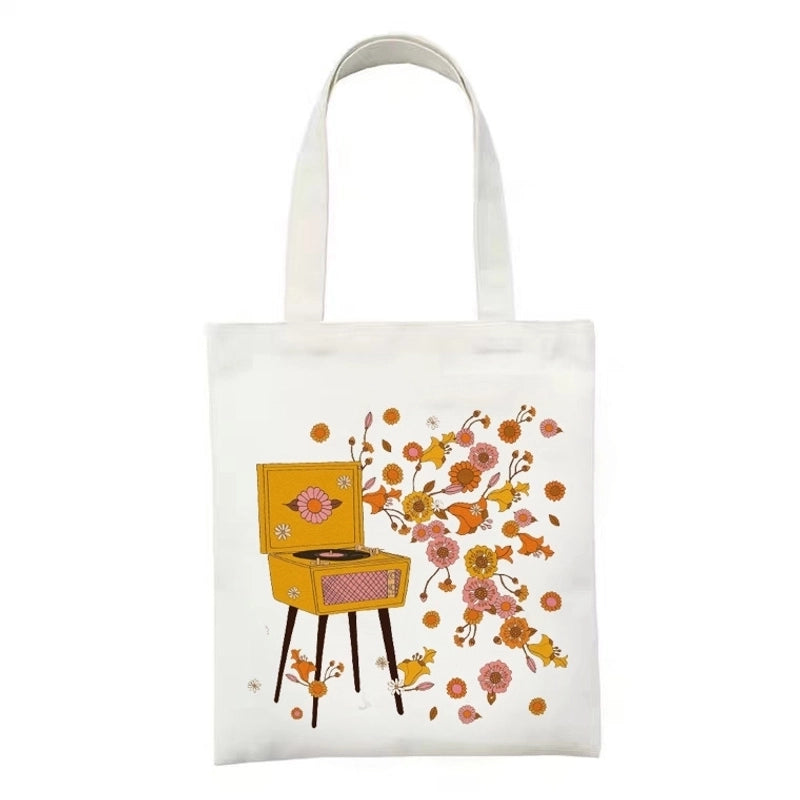 Women's Minimalist Flower Mushroom Shopping Bags