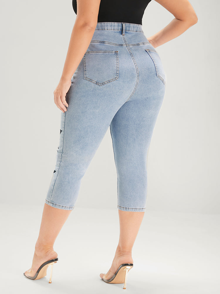 Skinny Very Stretchy Mid Rise Light Wash Cropped Jeans