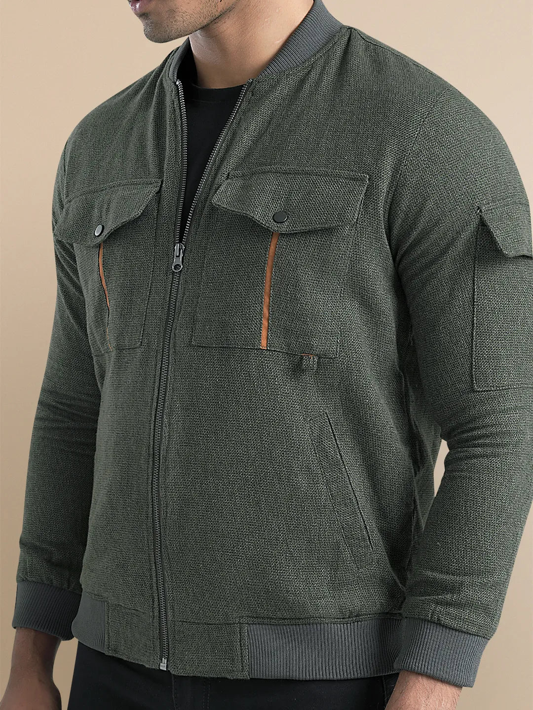 Men's Casual in Olive Bomber Jacket