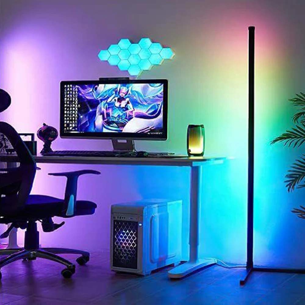 Smart Tuya APP control modern design RGB music rhythm home decor detachable LED floor lamp with remote control