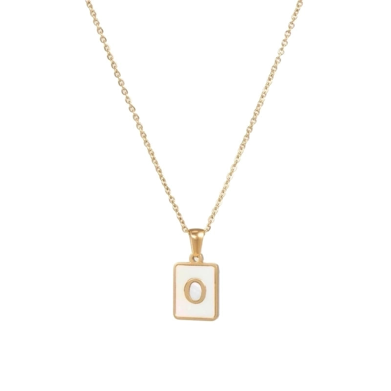 Vintage Style Letter Square 304 Stainless Steel Shell 18K Gold Plated Plating Inlay Pendant Necklace