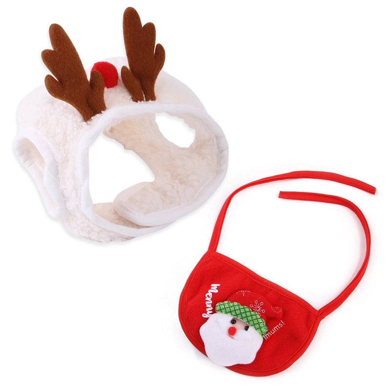 Pet Hat Saliva Towel Dog Christmas Head Cover Christmas Tree Shape Cat Saliva Towel Suit