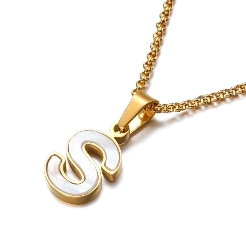 Simple Shell English Letter Titanium Steel Necklace