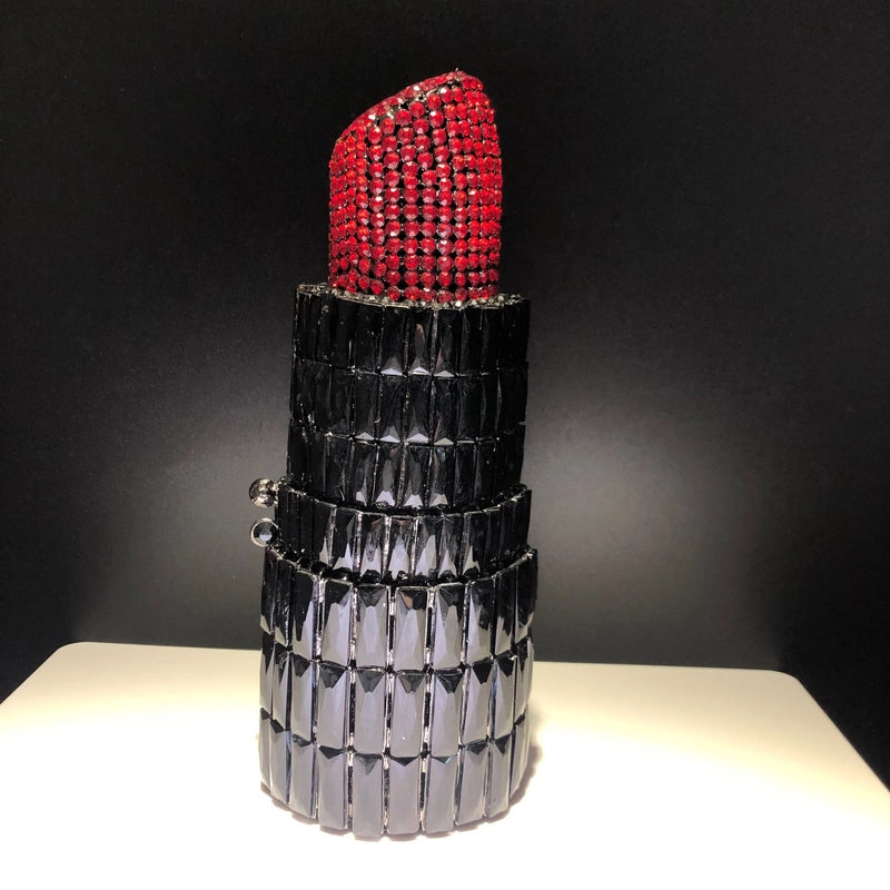 New Lipstick Diamond Evening Bag Banquet Full Diamond Hand Lipstick Women's Bag Rhinestone Chain Clutch