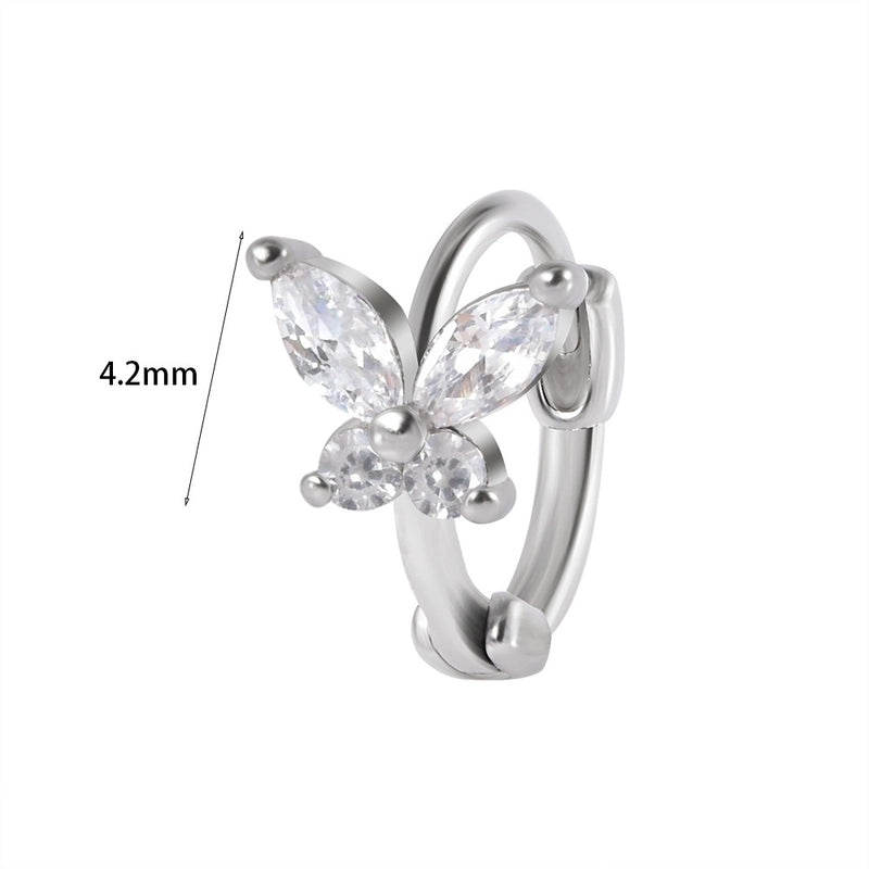 1 Piece Elegant Flower Butterfly Inlay Copper Rhinestones Zircon Earrings