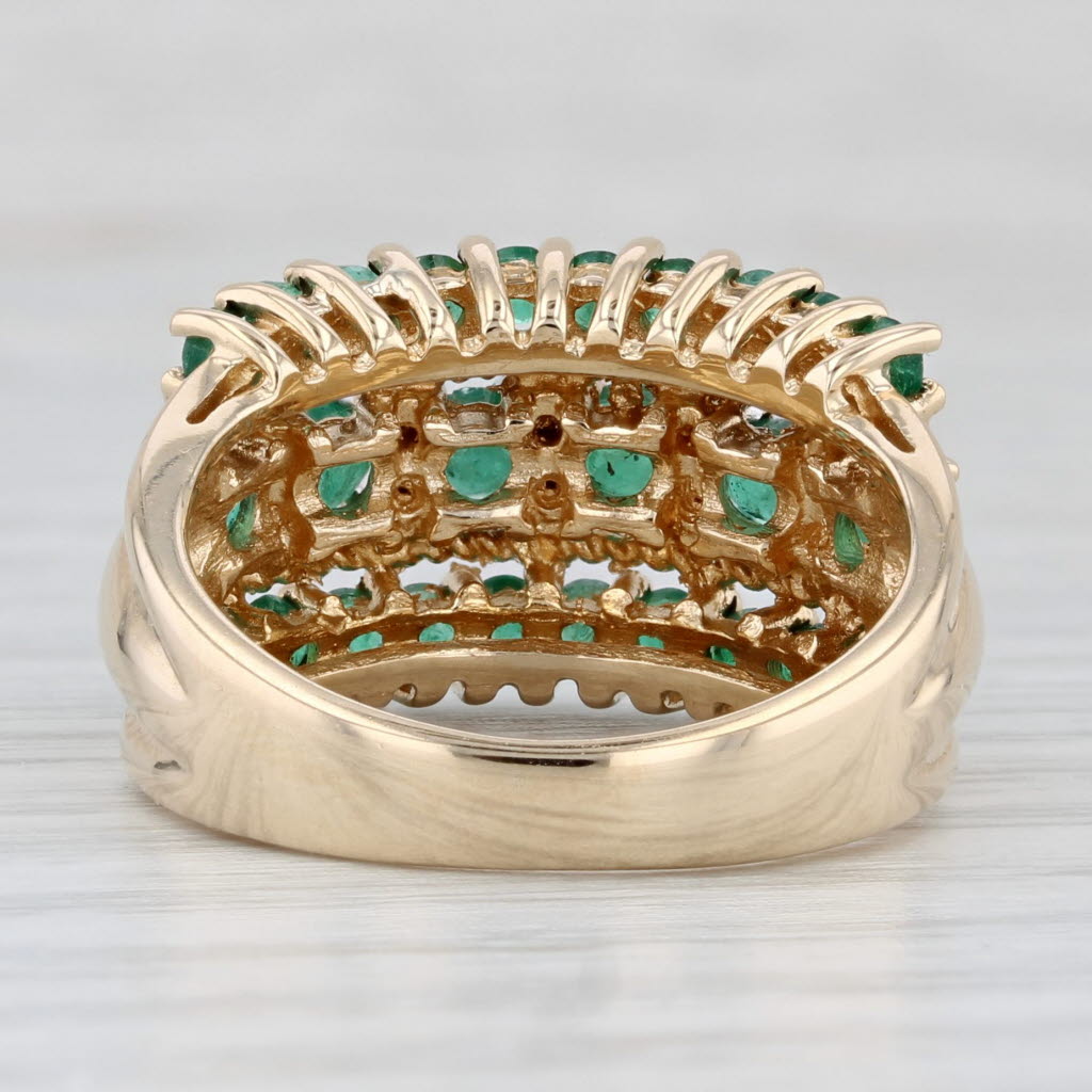 1.55ctw Emerald Diamond Multiband Ring 10k Yellow Gold Size 7.25 Cocktail