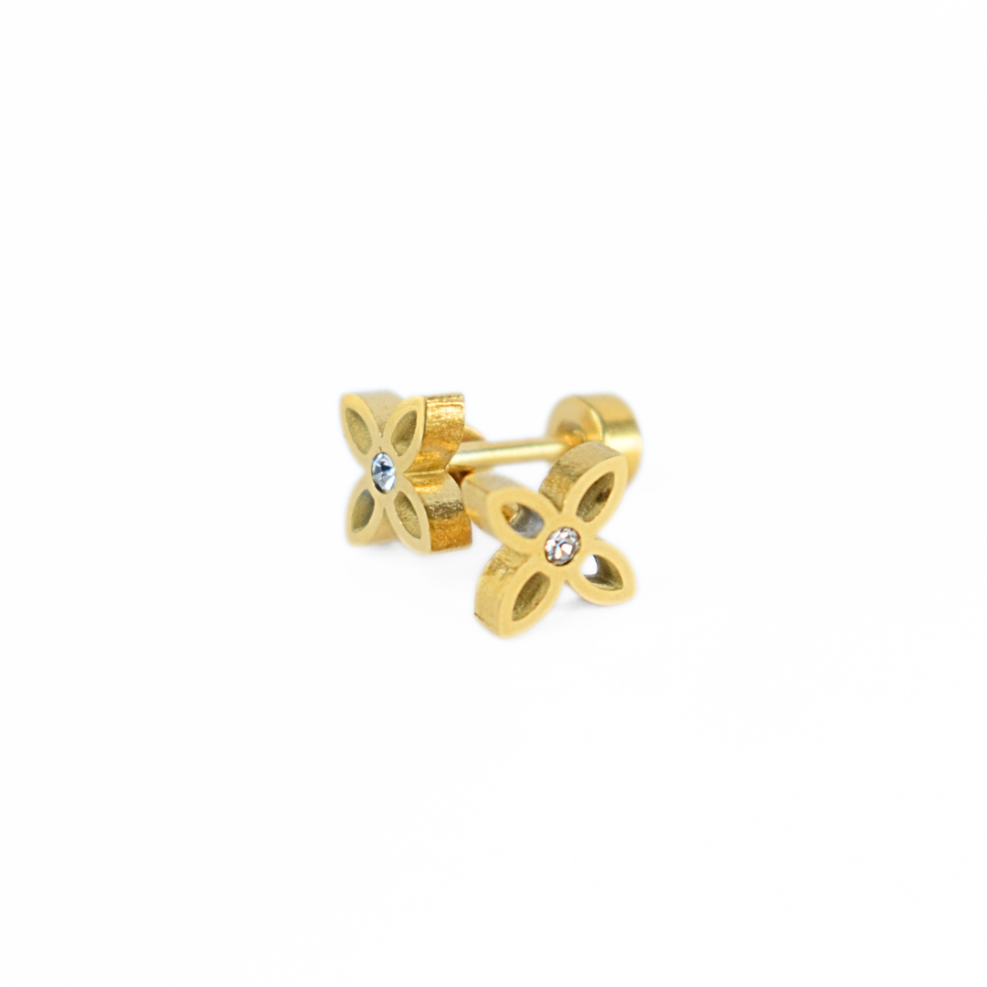 Sparkle flower studs - Gold