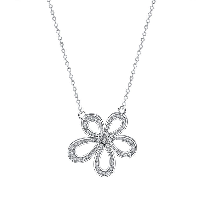 Minimalist Shiny Round Water Droplets Bow Knot Copper Plating Inlay Zircon Silver Plated Pendant Necklace Necklace Pendant