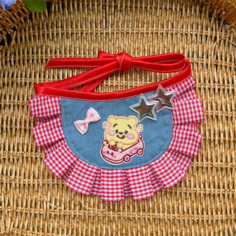 Pet Cat Dog Hot Girl Denim Bib Heavy Industry Cat Saliva Towel Teddy Bear Selling Cute Saliva Towel