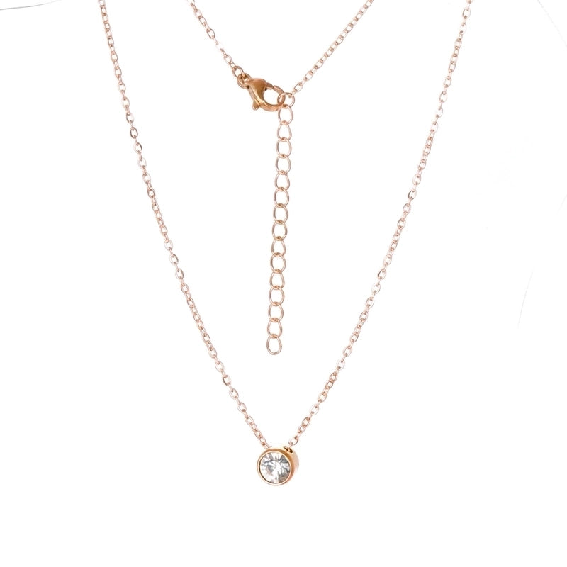 Stainless Steel 18K Gold Plated Rose Gold Plated IG Style Plating Inlay Round Birthstone Pendant Necklace