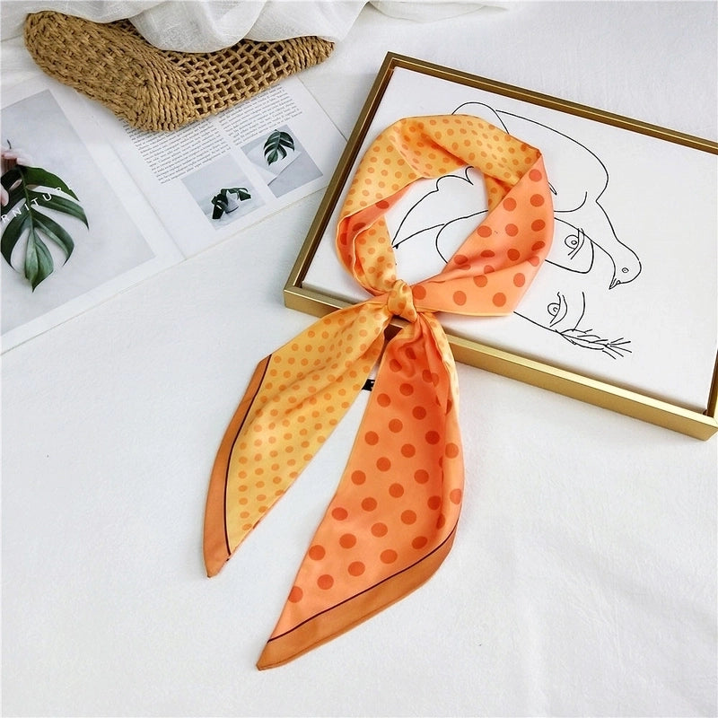 Unisex Sweet Polka Dots Polyester Printing Silk Scarves