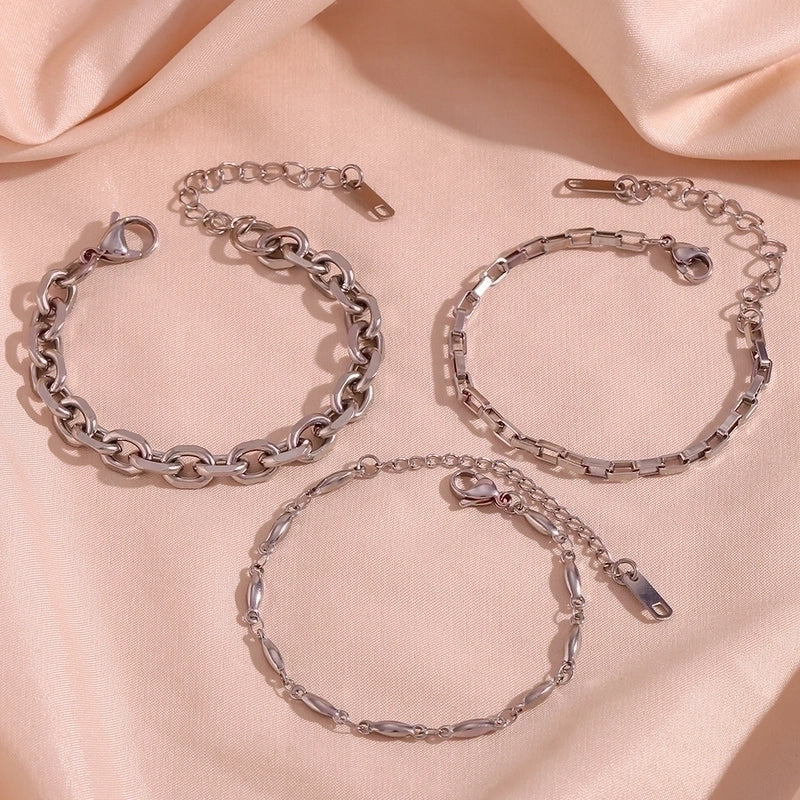 Minimalist Classic Style Oval 304 Stainless Steel Bracelets In Bulk