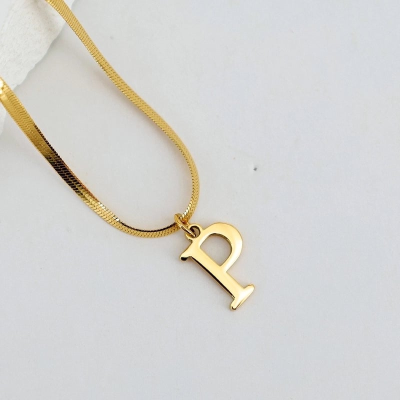 304 Stainless Steel 18K Gold Plated Luxurious Commute Letter Pendant Necklace