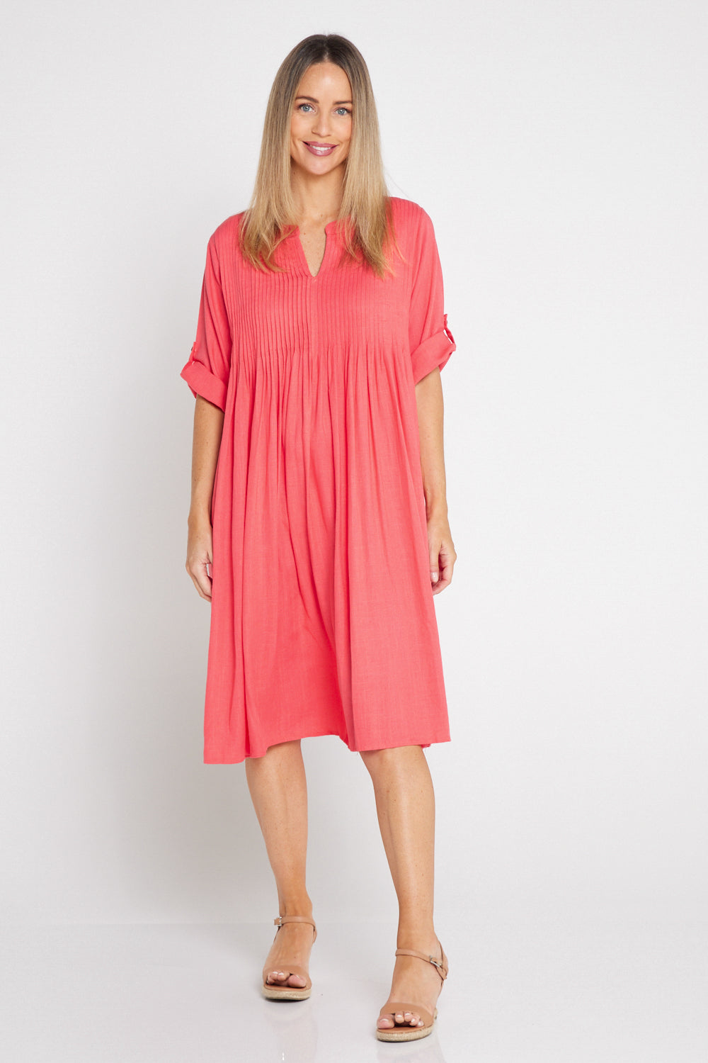 Melina Cotton & Linen Dress - Melon