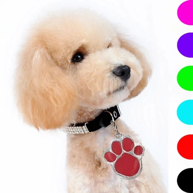 Simple Cute Dog's Footprints Pattern Stainless Steel Pet Collar Accessories