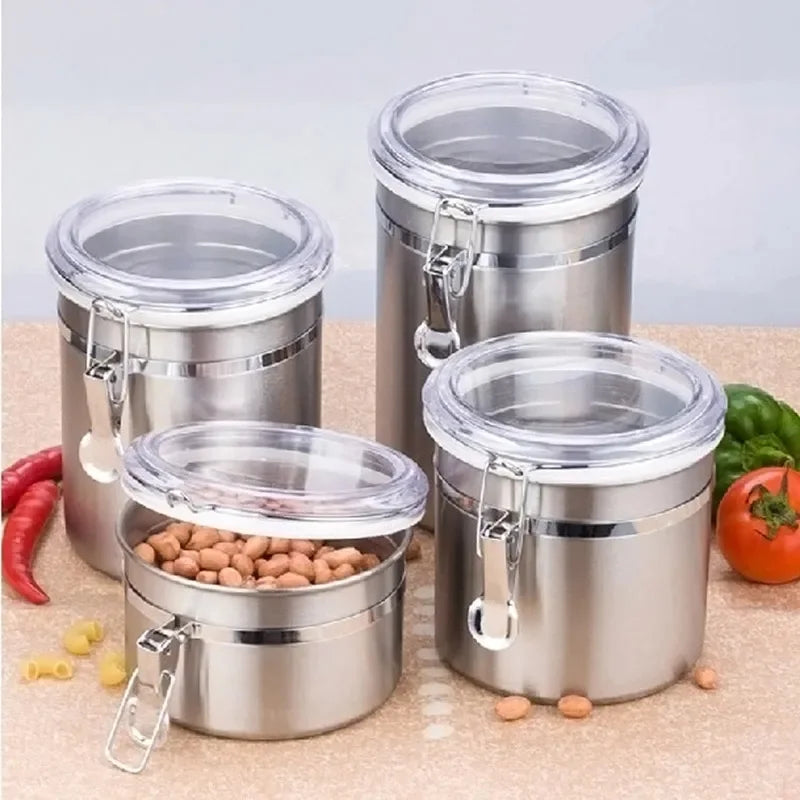 4X PIECES STAINLESS STEEL JAR SET