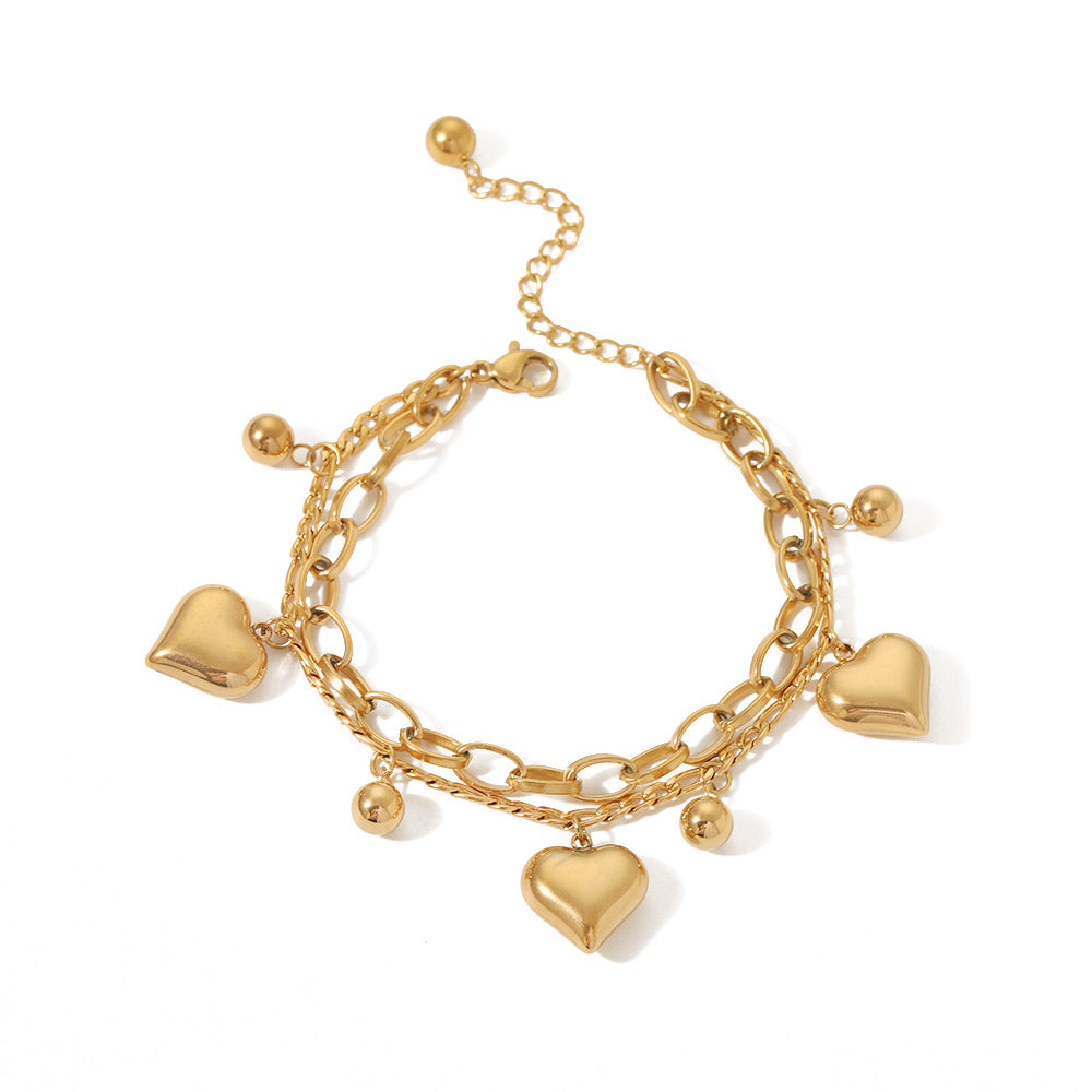 Women  Heart Heart Geometric Stainless Steel Electroplating Bracelets