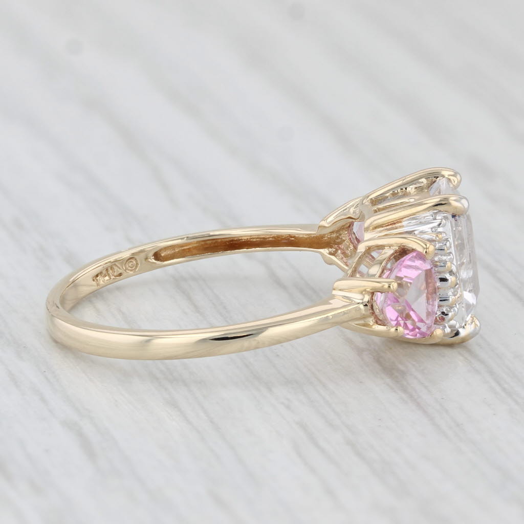 3.12ctw White Topaz Pink Mystic Topaz Ring 10k Yellow Gold Size 7