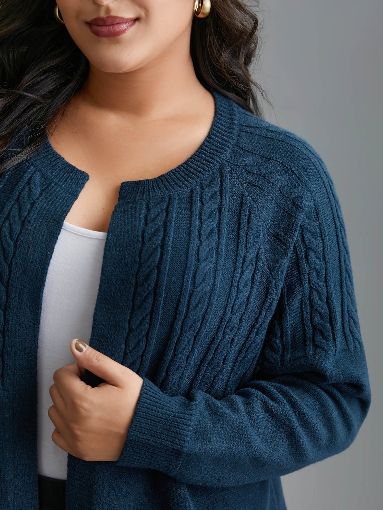 Supersoft Essentials Cable Knit Open-Front Cardigan