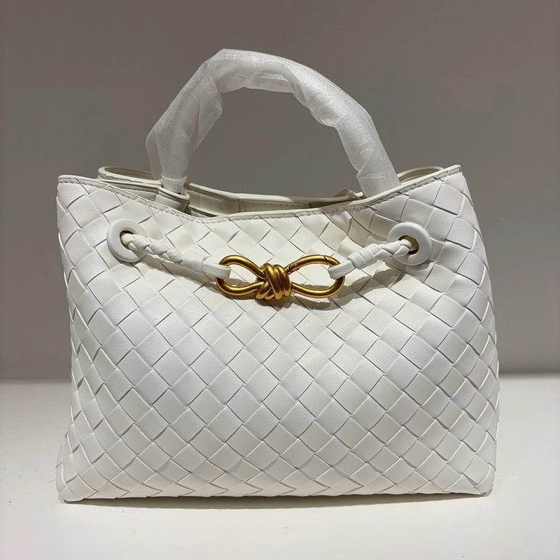 Women's Pu Leather Solid Color Classic Style Weave Square Magnetic Buckle Shoulder Bag