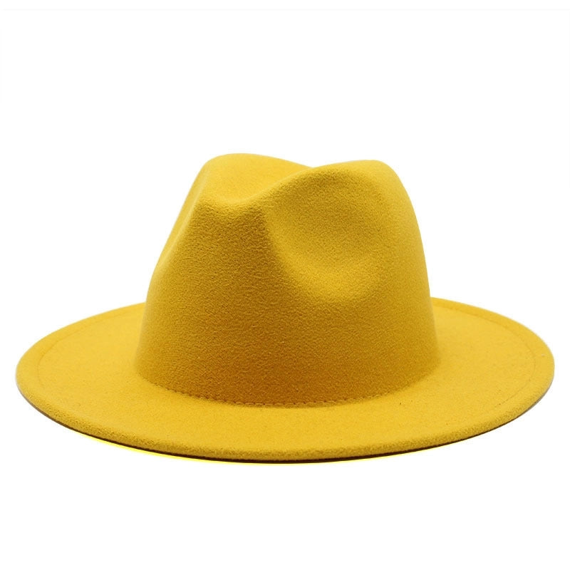 Solid Color Jazz Hat British Style Retro Woolen Hat Adult Embroidery Logo Felt Hat