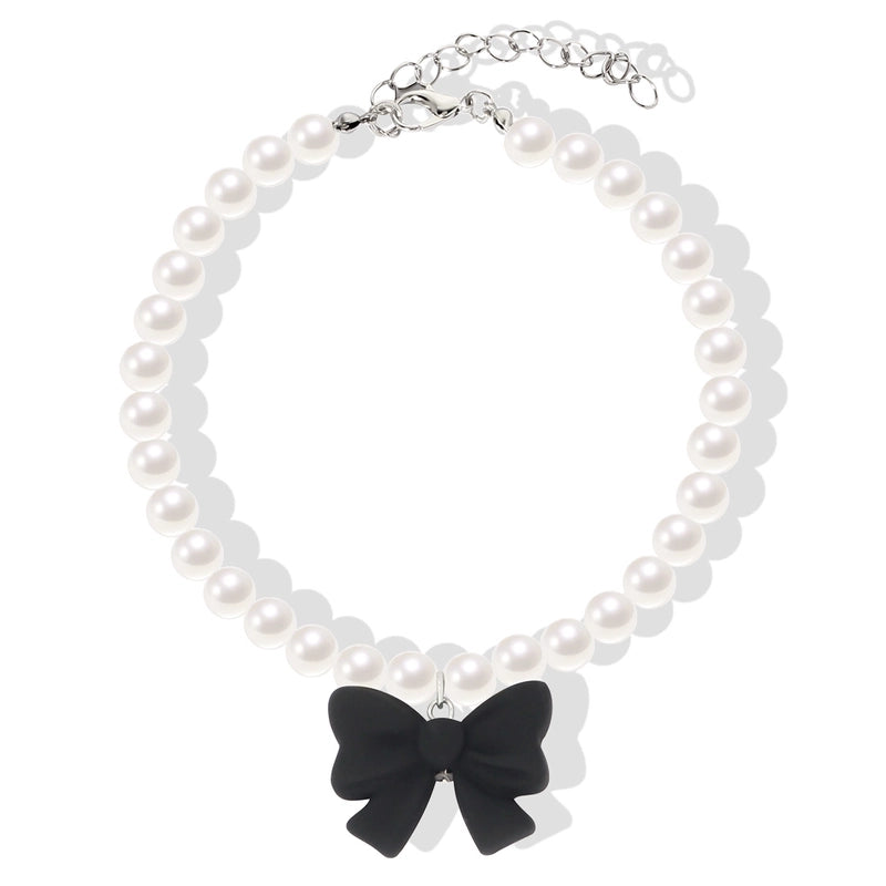 Ig Style Cute Imitation Pearl Plastic Bow Knot Beaded Pet Collar