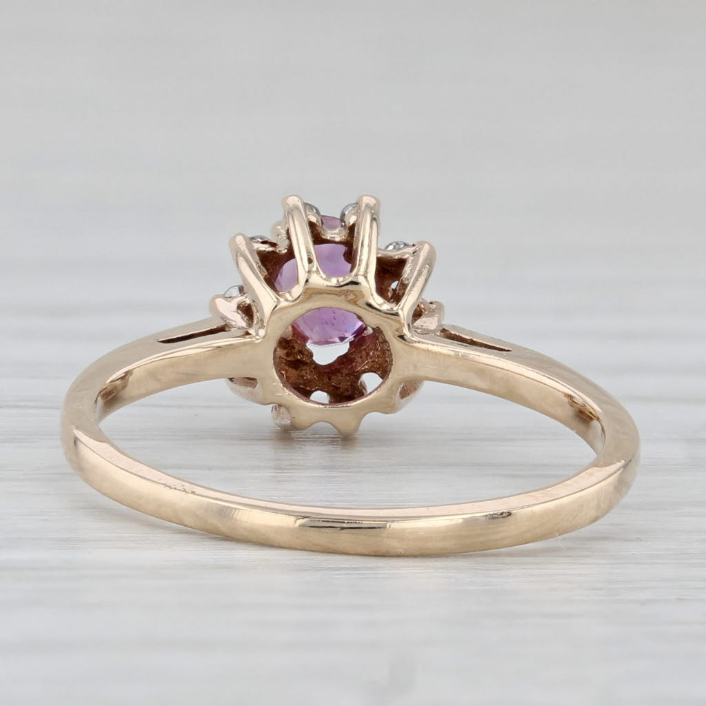 0.42ctw Oval Ruby Diamond Halo Ring 10k Yellow Gold Size 6.25