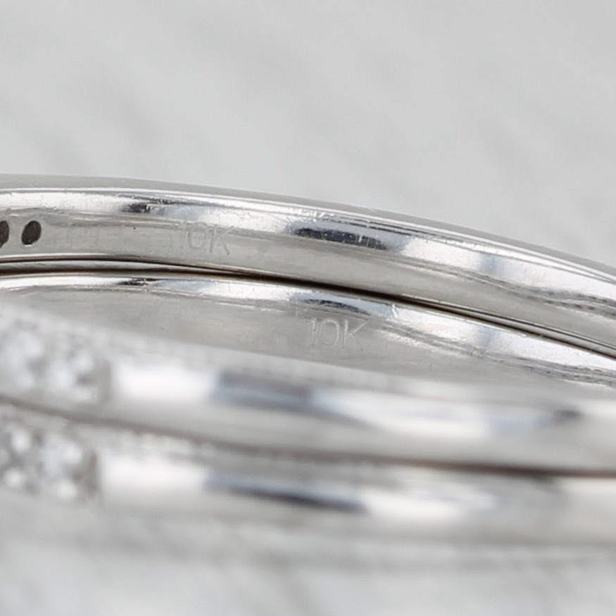0.20ctw Diamond Wedding Bands Set of 2 Rings 10k White Gold Size 7