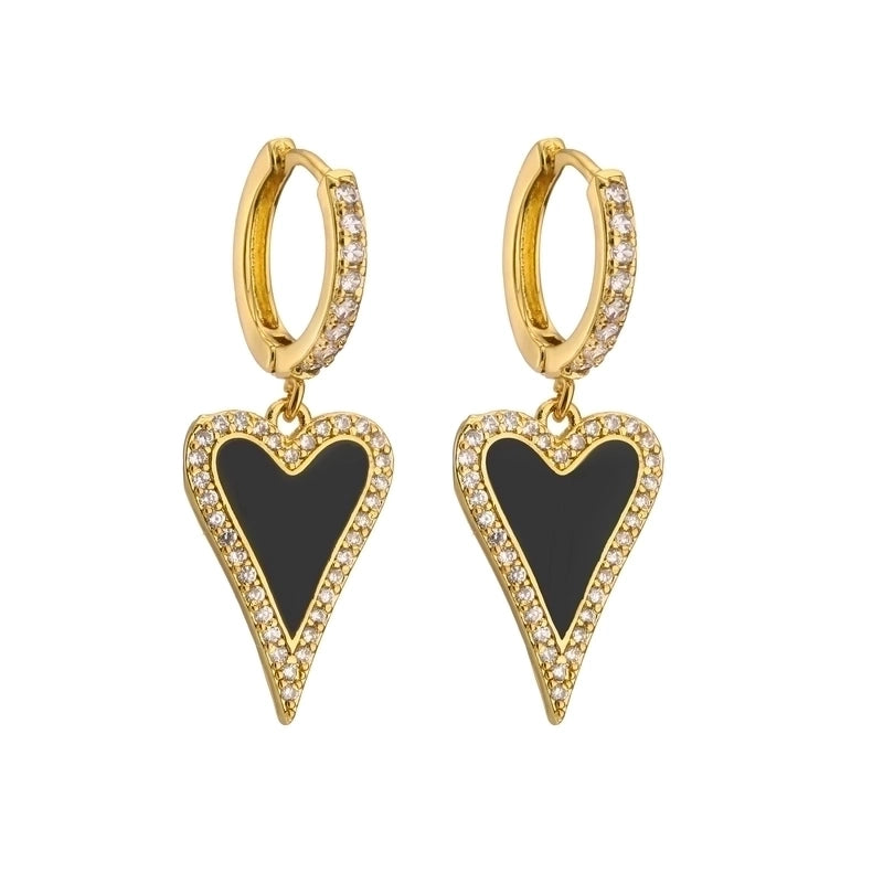 Cute Heart Plating Copper Zircon Copper Earrings