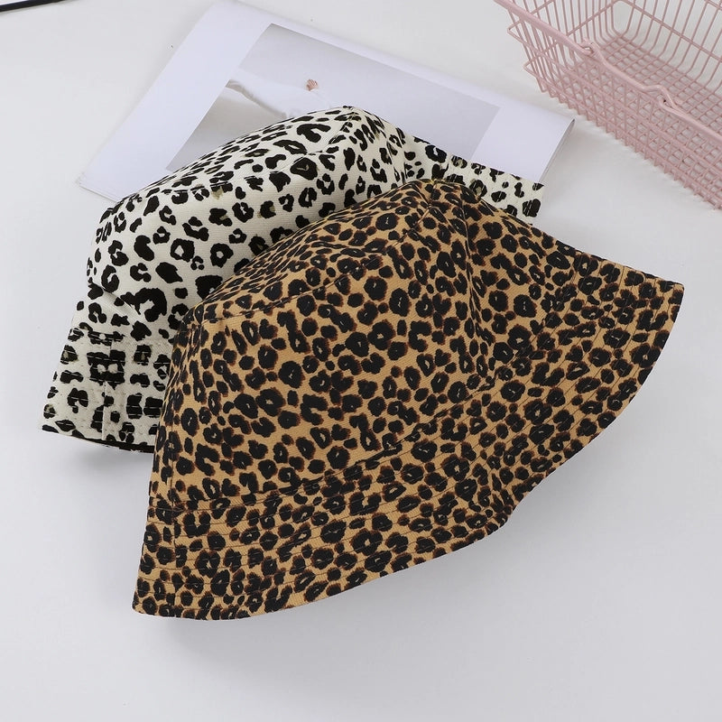 Unisex Casual Retro Leopard Wide Eaves Bucket Hat