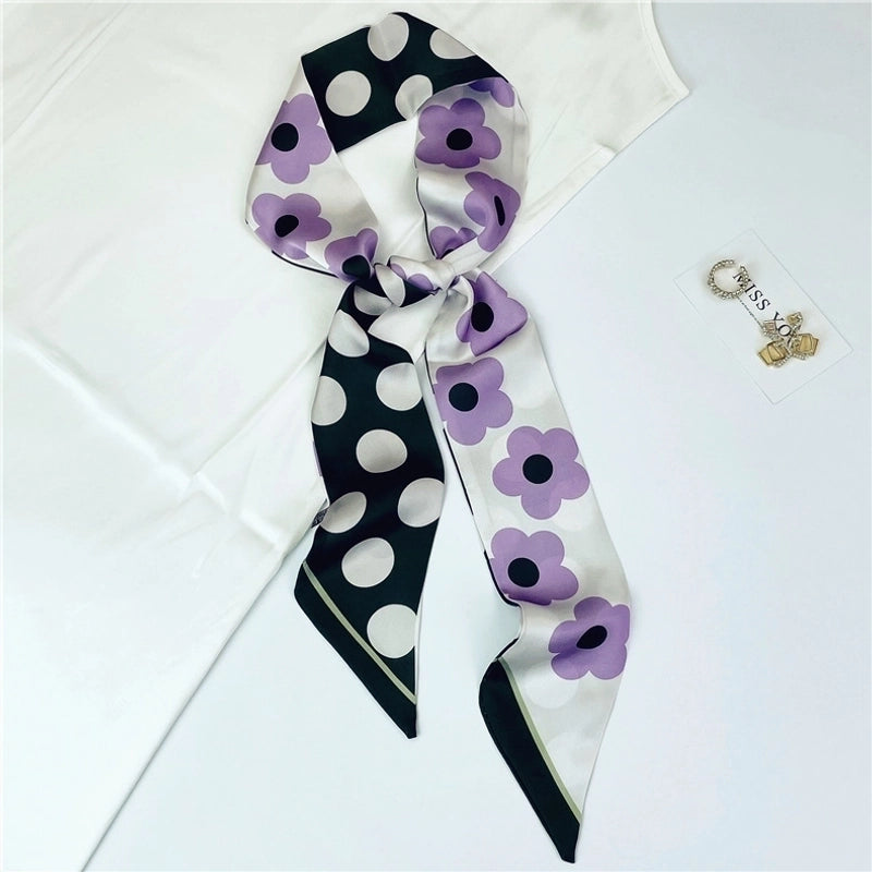 Women's Sweet Flower Satin Silk Scarves